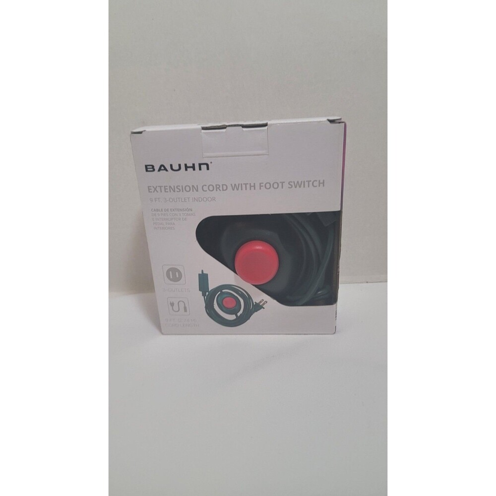 BAUHN Extension Cord with Foot Switch 9 Ft 3 Outlet Indoor On Off Control
